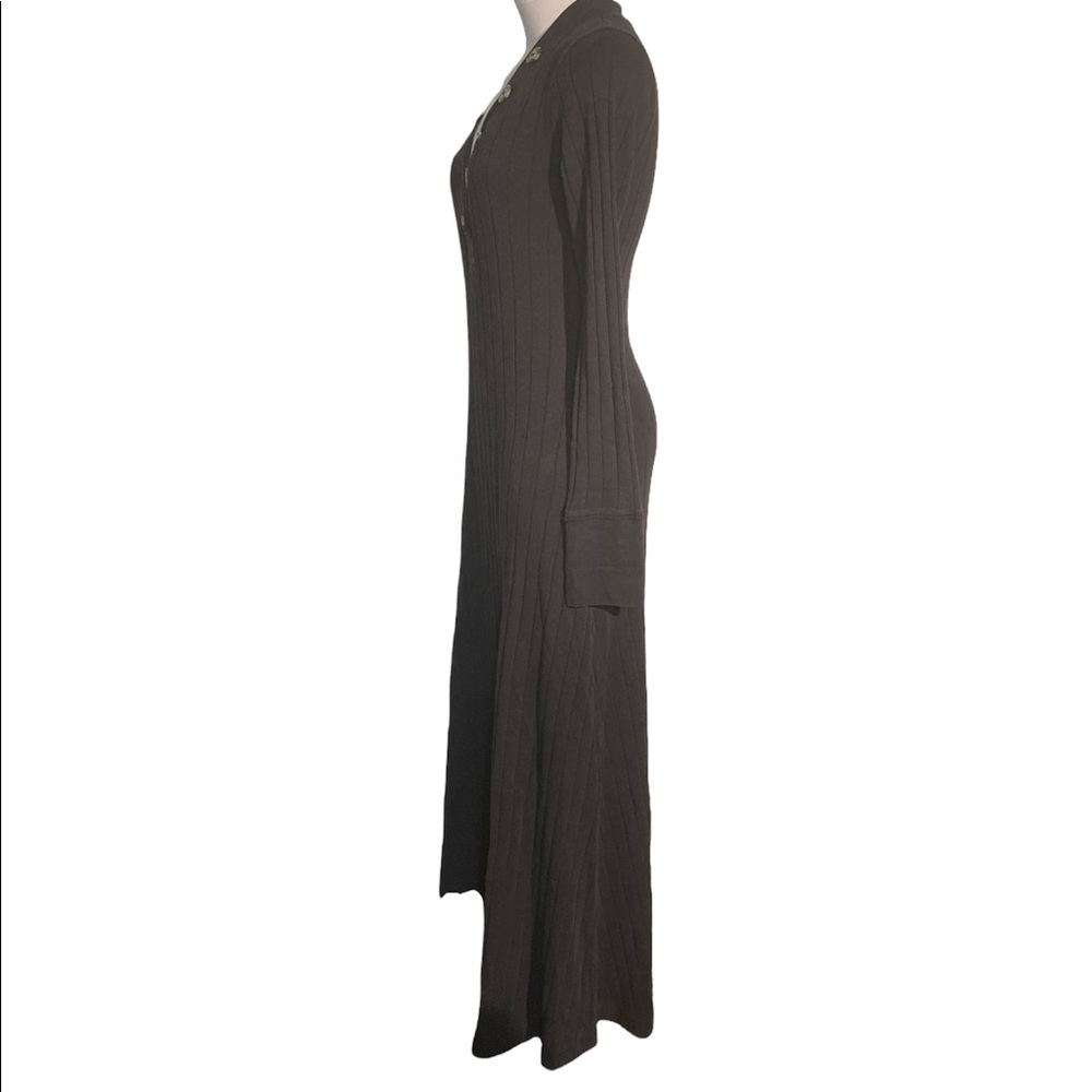 Free People Beach Black Sunflower Ribbed Knit Long Sleeve Maxi Dress Size Small - Picture 5 of 10